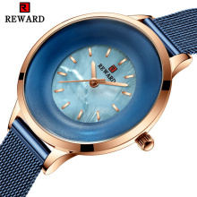 REWARD RD22027L Fashion Women's Watches Fashion Shell Dial Simple Style Ladies Waterproof Quartz Clock Dress Casual Wrist Watch